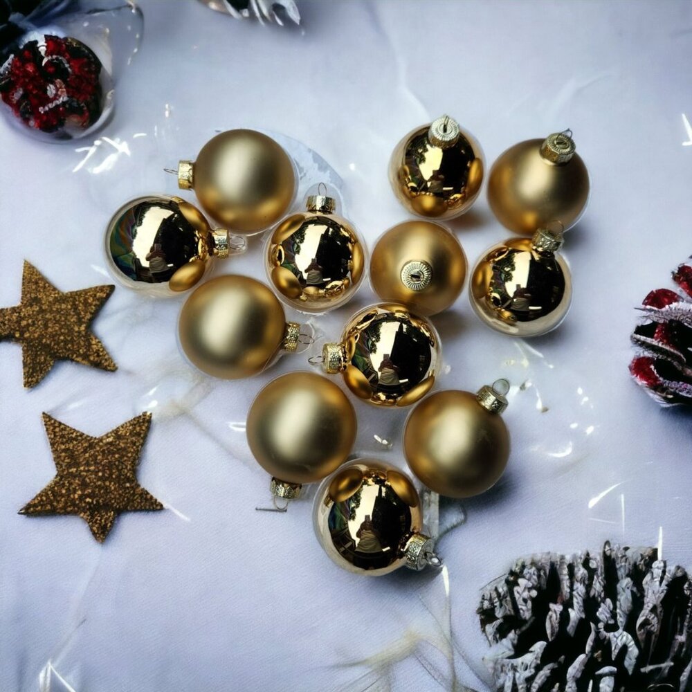 12 Pc Glass Christmas Ornaments 2.3 In Shiny Matte & Glitter Choose Color